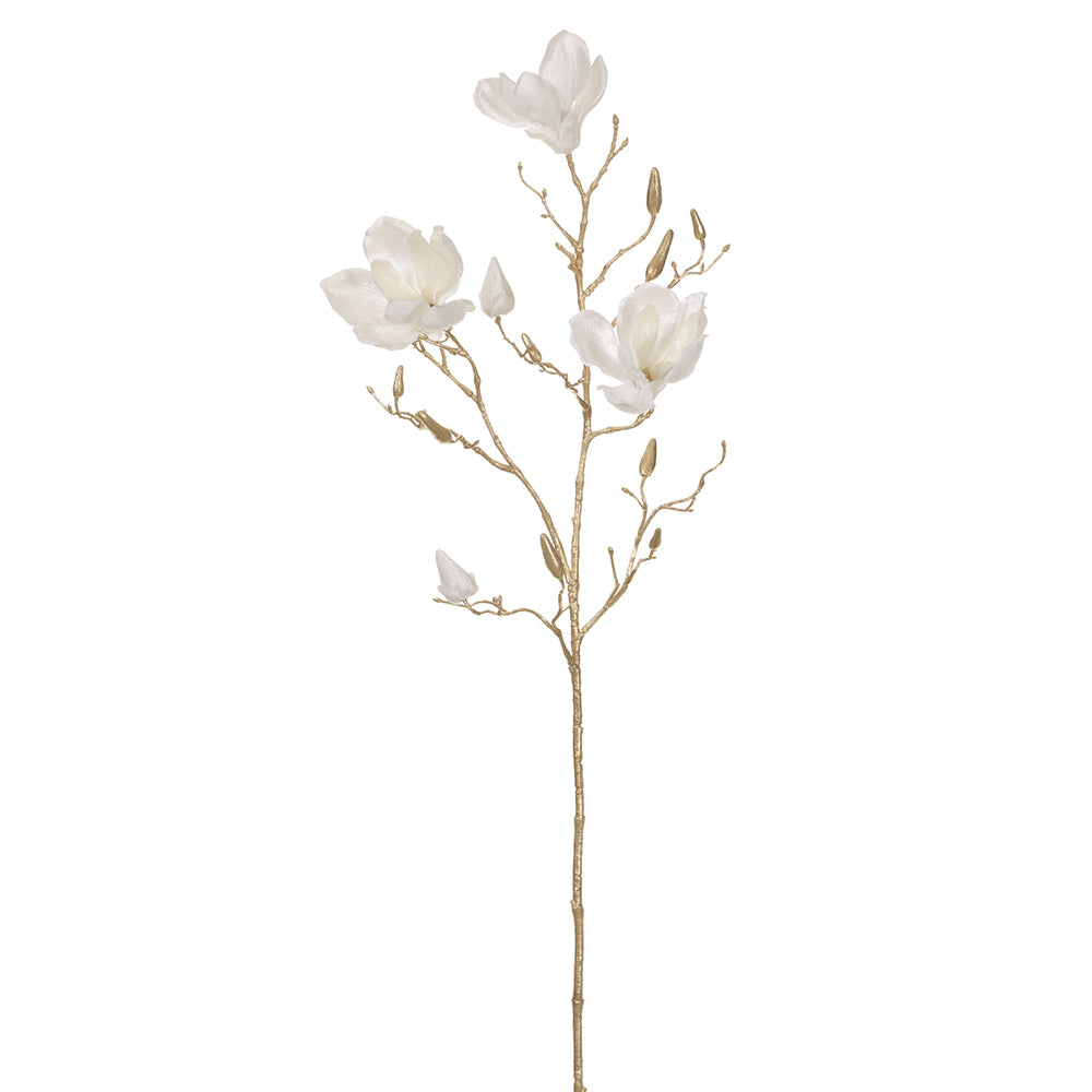 35" Velvet Artificial Magnolia Flower Stem -Cream (pack of 12) - XFS888-CR