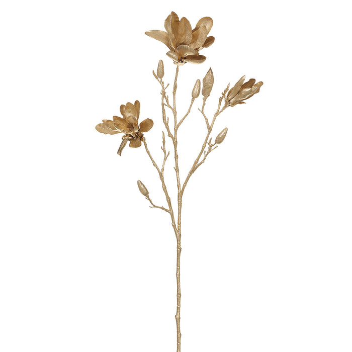 34" Metallic Artificial Magnolia Flower Stem -Gold (pack of 12) - XFS891-GO
