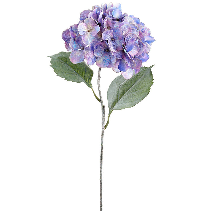 24" Antique Metallic Artificial Hydrangea Flower Stem -Lavender (Pack of 12) - XFS918-LV