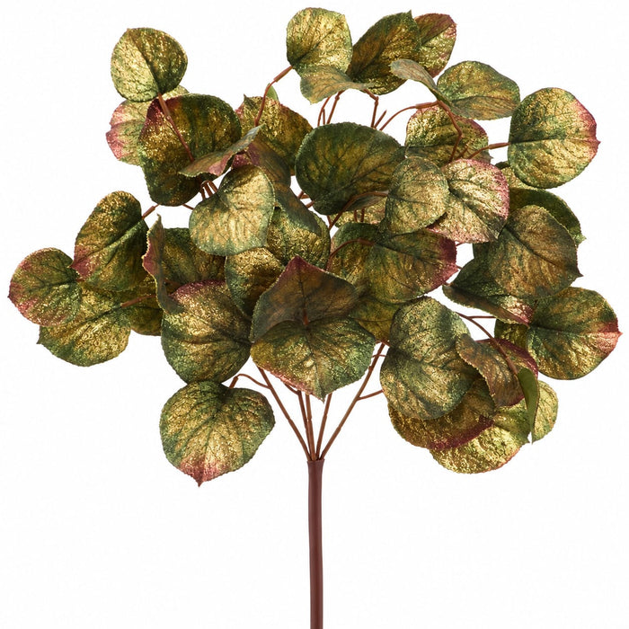 16" Outdoor UV-Resistant Artificial Shimmer Eucalyptus Plant -Green/Gold (Pack of 12) - XFS956-GR/GO