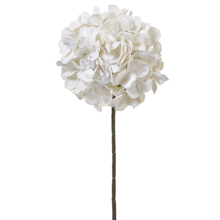 18.5" Artificial Velvet Hydrangea Flower Stem -White (pack of 12) - XFV735-WH