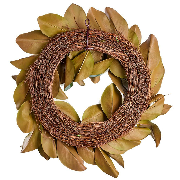 26" Magnolia Silk Flower Wreath -White/Green (Pack of 2) - XFW180-WH/GR