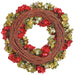 22" Glittered Metallic Silk Hydrangea Wreath -Red/Green (Pack of 4) - XFW634-RE/GR