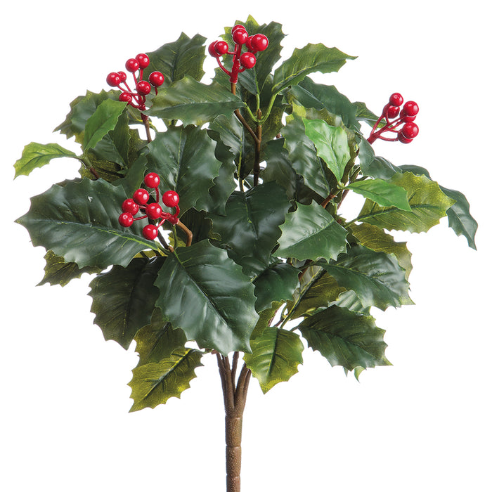 14" Artificial Holly & Berry Plant -Green/Red (pack of 12) - XHB701-GR