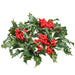 9" Wide Artificial Holly Leaf & Berry Candle Ring Holder -Variegated (pack of 24) - XHC104-VG