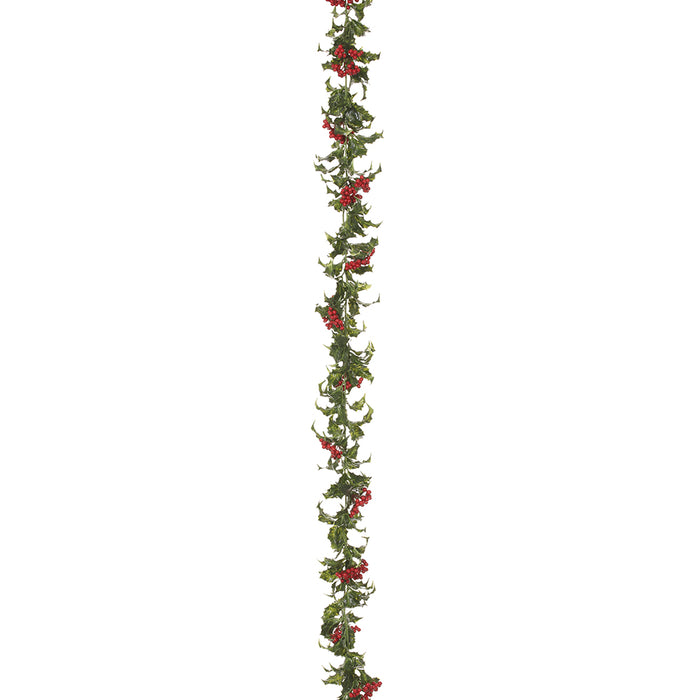 6' Artificial Holly Leaf & Berry Garland -Variegated (Pack of 6) - XHG126-VG