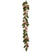 6' Velvet Plaid Holly Leaf & Berry Artificial Garland -Green/Red (Pack of 2) - XHG413-GR/RE