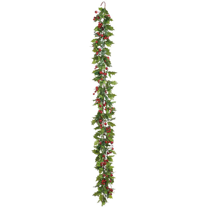 6' Holly Leaf & Berry Artificial Garland -Green/Red (Pack of 6) - XHG546-GR/RE