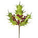 16" Metallic Artificial Holly Leaf & Berry Stem Pick -Green/Red (Pack of 12) - XHK001-GR/RE