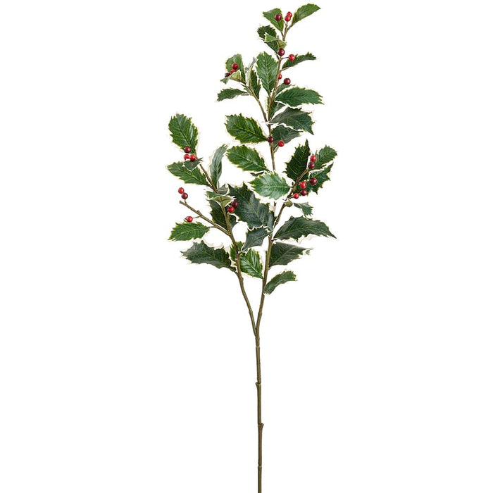 37" Holly Leaf & Berry Artificial Stem -Variegated/Red (Pack of 12) - XHS011-VG/RE