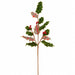 29" Velvet Plaid Holly Leaf & Berry Artificial Stem -Green/Red (Pack of 12) - XHS412-GR/RE