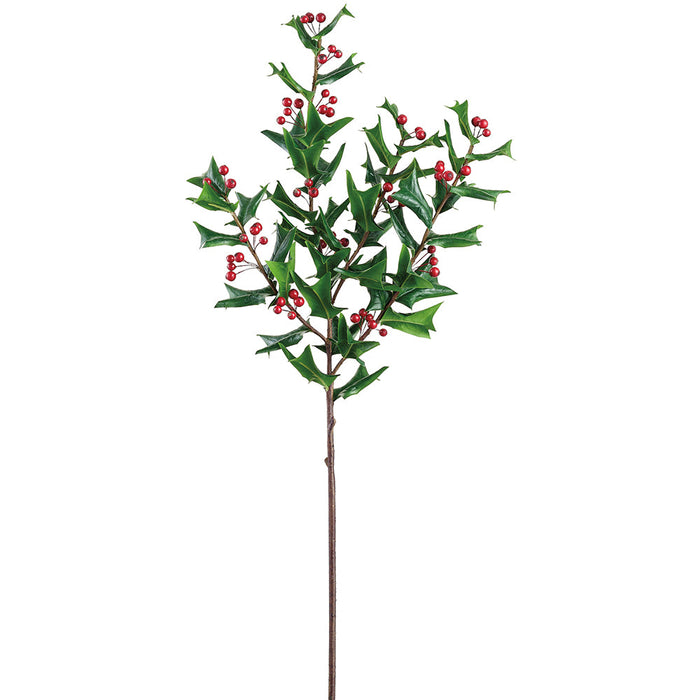 38" Artificial Holly Leaf & Berry Stem -Green/Red (Pack of 12) - XHS518-GR/RE