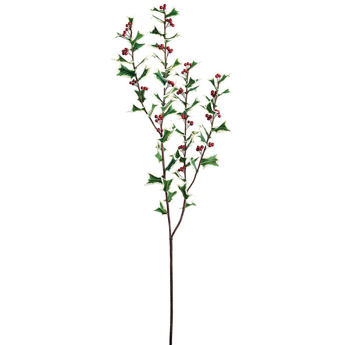 54" Artificial Holly Leaf & Berry Stem -Variegated/Red (Pack of 6) - XHS519-VG/RE