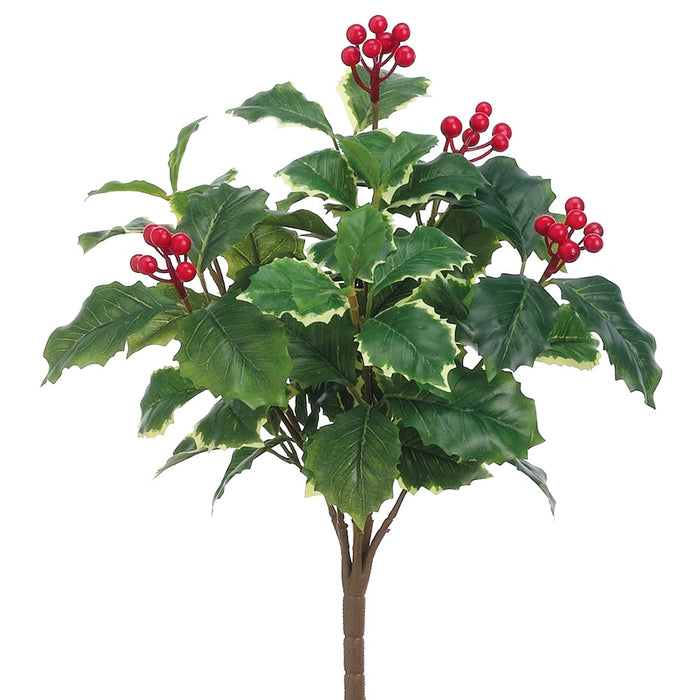 14" Artificial Holly & Berry Plant -Green/Variegated (pack of 12) - XHT055-GR/VG