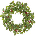 22" Artificial Mini Holly Leaf & Berry Wreath -Green/Red (Pack of 4) - XHW010-GR