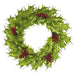 26" Metallic Artificial Holly Leaf Wreath -Green/Red (Pack of 2) - XHW011-GR/RE