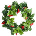 12" Artificial Holly Leaf & Berry Hanging Wreath -Green/Red (pack of 4) - XHW117-GR/RE