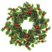 16" Artificial Holly Leaf With Jingle Bells Wreath -Variegated/Red (Pack of 6) - XHW169-VG/RE
