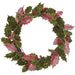 24" Velvet Plaid Holly Leaf & Berry Artificial Wreath -Green/Red - XHW414-GR/RE