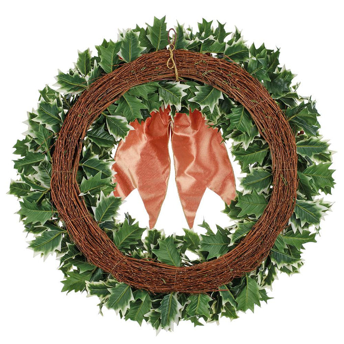 30" Artificial Holly Leaf & Berry Wreath -Variegated/Red (Pack of 2) - XHW512-VG/RE