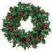 22" Artificial Holly Leaf & Berry Wreath -Green/Red (Pack of 4) - XHW545-GR/RE