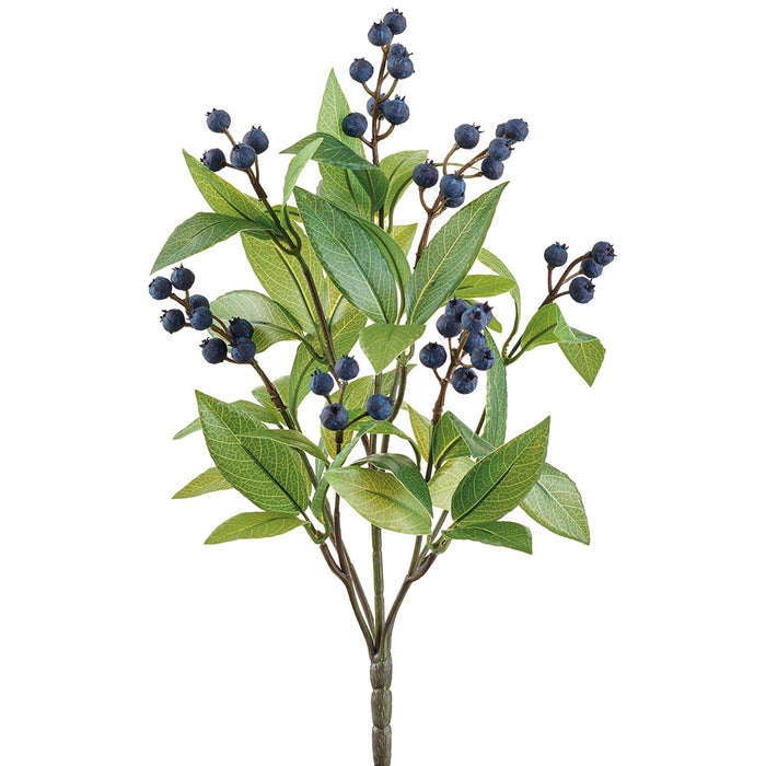 15" Artificial Laurel Leaf & Berry Plant -Green/Blue (Pack of 12) - XIB015-GR/BL