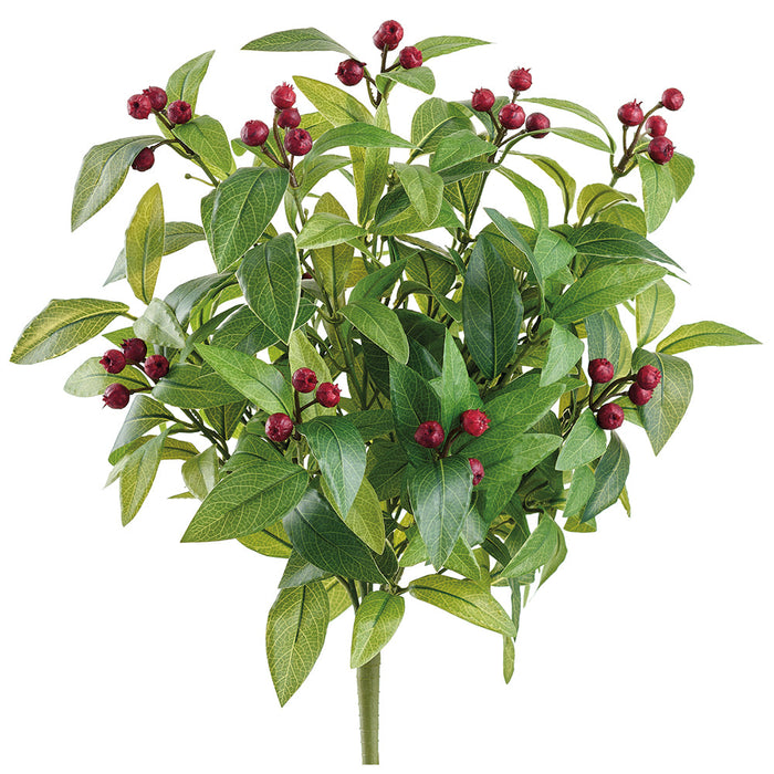 17" Artificial Laurel Leaf & Berry Plant -Green/Red (Pack of 12) - XIB017-GR/RE