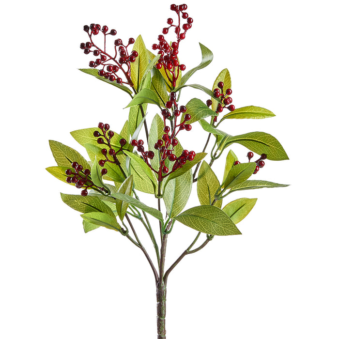 16" Artificial Laurel Leaf & Berry Plant -Burgundy (pack of 12) - XIB630-BU