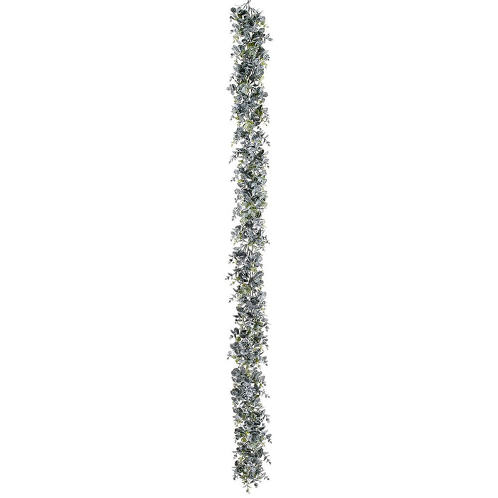 6' Flocked Artificial Eucalyptus Leaf Garland -Green/Snow (Pack of 2) - XIG255-GR/SN