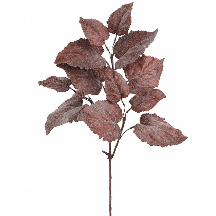 29" Glittered Hydrangea Leaf Artificial Stem -Brick (Pack of 12) - XIS021-BC