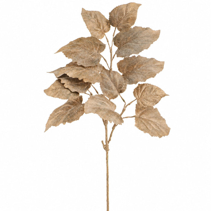 29" Glittered Hydrangea Leaf Artificial Stem -Beige (Pack of 12) - XIS021-BE