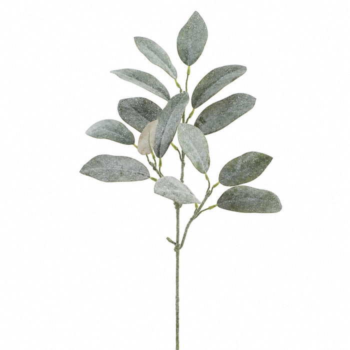 29" Glittered Magnolia Leaf Artificial Stem -Green (Pack of 12) - XIS022-GR