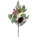 22.5" Mixed Artificial Eucalyptus Leaf, Fern, Pod & Pinecone Stem -Green/Red (Pack of 8) - XIS185-GR/RE