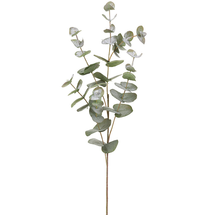 34" Flocked Artificial Eucalyptus Leaf Stem -Green/Gray (Pack of 12) - XIS197-GR/GY