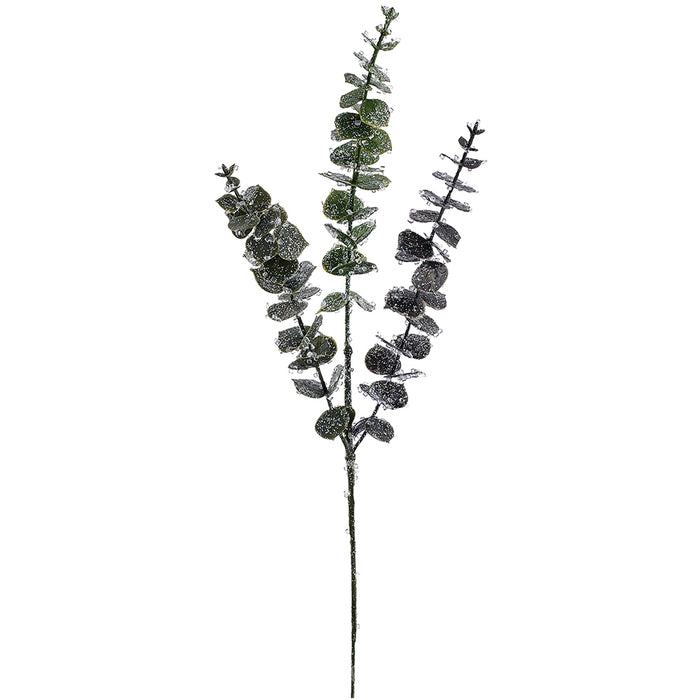 28" Iced Artificial Eucalyptus Leaf Stem -Green (Pack of 12) - XIS235-GR