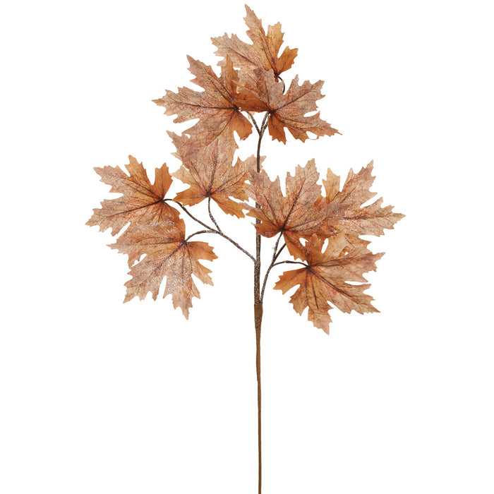 30" Iced Artificial Maple Leaf Stem -Brown (Pack of 24) - XIS572-BR