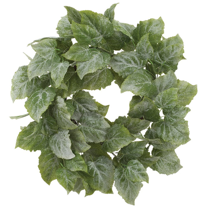 24" Glittered Artificial Hydrangea Leaf Wreath -Green - XIW002-GR