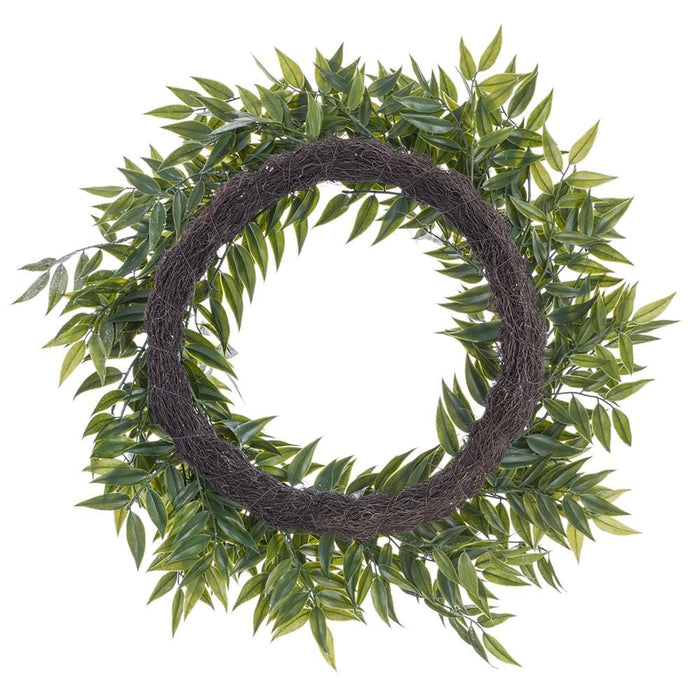 24" Flocked Artificial Nandina Leaf Wreath -Green (Pack of 4) - XIW004-GR