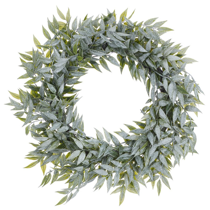 24" Flocked Artificial Nandina Leaf Wreath -Green (Pack of 4) - XIW004-GR