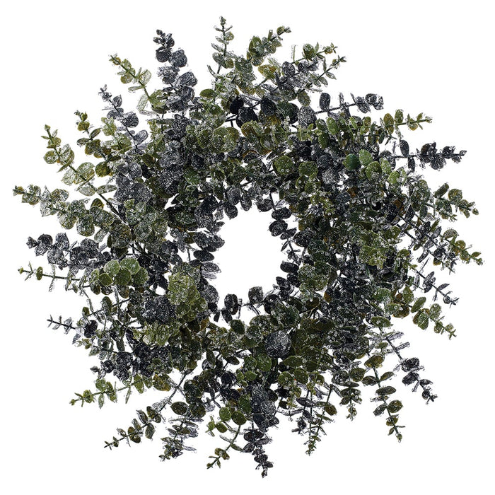 24" Iced Artificial Eucalyptus Leaf Wreath -Green (Pack of 2) - XIW237-GR