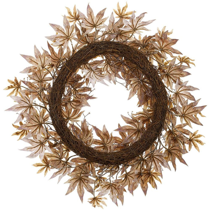 28" Iced Artificial Maple Leaf Wreath -Brown (Pack of 2) - XIW574-BR