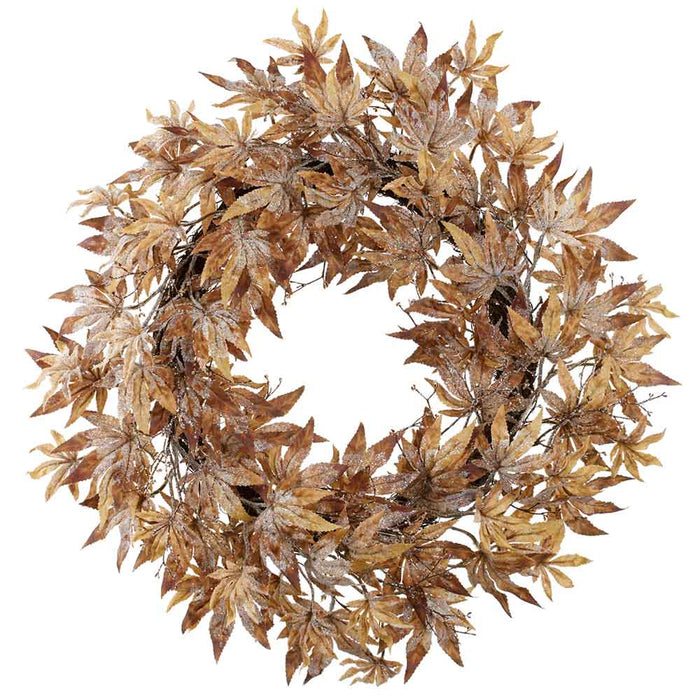 28" Iced Artificial Maple Leaf Wreath -Brown (Pack of 2) - XIW574-BR