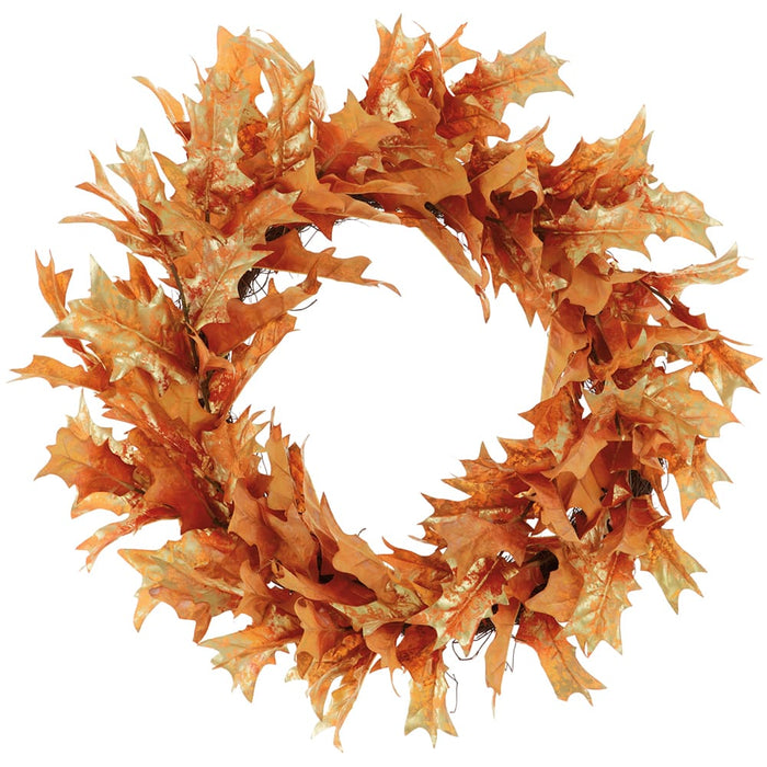 24" Metallic Artificial Oak Leaf Wreath -Copper (Pack of 6) - XIW604-CP