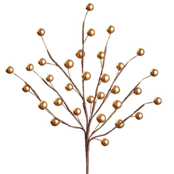 10.4" Artificial Berry Ornament Stem Pick -Gold (pack of 36) - XK9154-GO