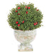 10" Tea Leaf & Berry Ball-Shaped Artificial Topiary w/Paper Mache Urn -Green/Red (Pack of 6) - XLF037-GR/RE