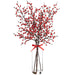 28" Artificial Berry Arrangement w/Glass Vase -Red (Pack of 4) - XLF054-RE