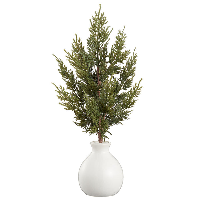 18" Artificial Cedar Plant w/Ceramic Vase -Green (Pack of 4) - XLF056-GR