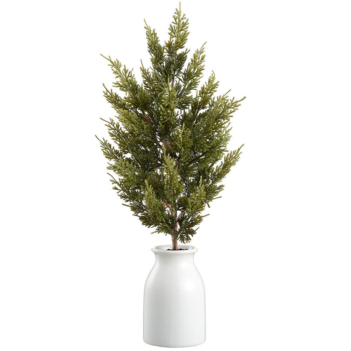 25.5" Artificial Cedar Plant w/Ceramic Vase -Green (Pack of 2) - XLF057-GR