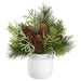 12" Artificial Mixed Pine & Pinecone Arrangement w/Ceramic Vase -Green/Brown (Pack of 4) - XLF059-GR/BR