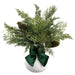 16" Mixed Cedar & Pine Artificial Arrangement w/Ceramic Vase -Green - XLF062-GR
